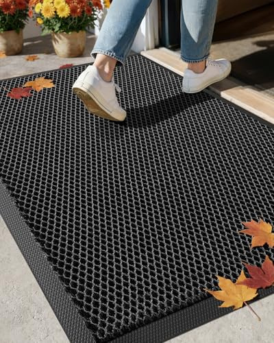 COLOR&GEOMETRY Fußmatte außen 80x120 cm, Schwarz Grau, Schmutzfangmatte | extrem rutschfeste langlebig Fußabtreter außenbereich, robust Fussmatte Aussen wasserdichte Türmatte für die Haustür