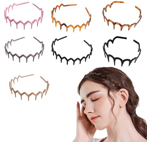 Diyxisk Zickzack Haarreif 7 Stücke Bußgeld Haarreifen 12,5 cm Damen Rutschfest Zigzag Headband Unisex Zig Zag Headband Wird für Make-Up Gesichtsmaske Yoga und Gesichtsreinigung Verwendet