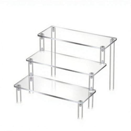 DEANKEJI Présentoir Acrylique, Panneau 20 x 8 cm, Trois Couches Presentoir Parfum, Etagere Parfum Transparent, avec Vis et Tournevis, Étagère à Présentation, pour Parfums, Objets Collection