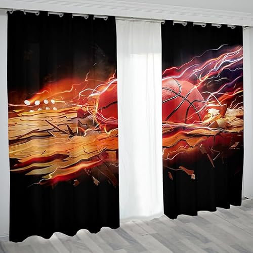 Rptidmv Vorhänge mit Ösen Fußball Vorhang Blickdicht Verdunklungsvorhänge Thermovorhang Schallschutz - Wohnzimmer Schlafzimmer Büro Deko Garten 2er Set -140 x 245 cm (B x H)