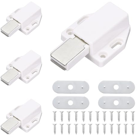 QUARKZMAN 4Pezzi Chiudiporta Magnetici a Pressione, Latch a Pressione Magnetica per Aprire per Porta dell'Armadio, Bianco