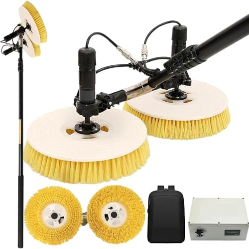 WANGYYDS Multifunktionale Telescopic Washing Brush, PV Anlage Reinigung Set, Doppelkopf Automatische Outdoor Reinigungswerkzeuge Fenster Reiniger, Spezielle Dach Wasser Bürste,3.5m-BothTwo