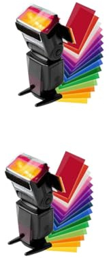 Farbfiltergel für Kamerablitzgeräte, 12 Farben, Kunststoff, 2 Stück | Lichtsteuerung für Fotografie, Passend zu Vielen Blitz Strobes, Gelfilterkarte für Farbkorrektur