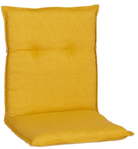 Beo Gartenstuhl-Auflagen Barcelona Niedriglehner 100 x 50 cm | Waschbare, UV-beständige Sitz-Kissen | Atmungsaktive Polster-Auflagen nach Öko-Tex Standard | Senfgelb | Made in EU
