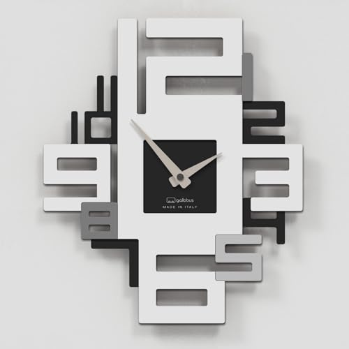 Giallobus - Orologio Bilay - Axia - Legno Mdf - Premium 38x45 - - 04 - Aria - Artigianale Made in Italy - Silenzioso - Idea regalo - Moderni doppio livello