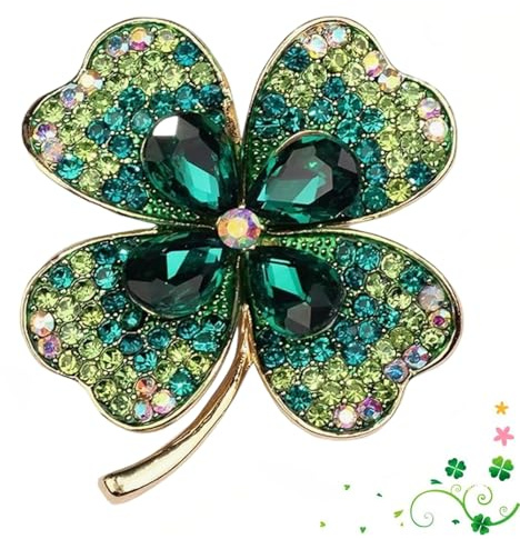 GIFANEO Trèfle à Quatre Feuilles Bro che,Bro che Femme Vetement，Bro che En Cristal Pour Femmes，Broche en Forme de Trèfle à Quatre Feuilles Broche Femme Vetement,Broches Strass pour Cadeau