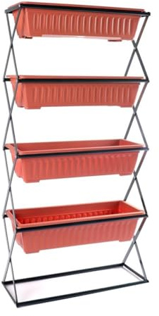 Aiuola da giardino verticale rialzata con 4 ripiani per piante, supporto autoportante rialzato per verdure, fiori ed erbe, design salvaspazio per patio