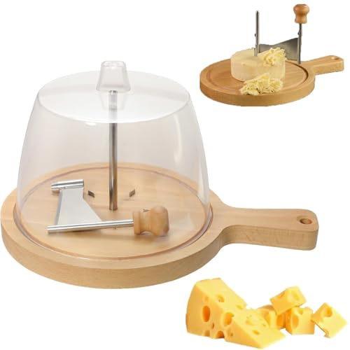 Rueda Rizadora De Queso Madera, Cortador Acero Inoxidable Giratorio Mano, Hoja Y Base Cortadora 2 En 1, Para Rizos Chocolate, Decoración Postres, Kit Artesano Profesional