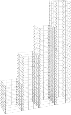 Gabionen-Hochbeete 4er Set, Robustes Eisen, 30x30x50/100/150/200 cm, für Garten & Landschaftsgestaltung, langlebig & witterungsbeständig
