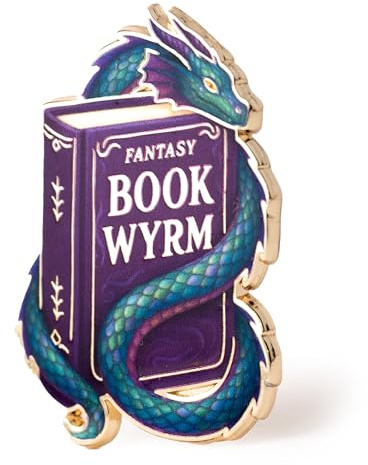 Fantasy Book Wyrm Enamel Pin • Dragon Pin for Book Lovers • Hard Enamel Lapel Pin for Backpacks, Jackets & Bags • Literary Gift for Readers, Bookworms & Fantasy Novel Fans • Unique Dragon Accessory by Independent Artist