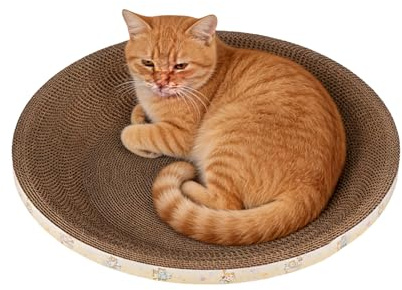 Kratzbrett Für Katzen – Kratzunterlage Für Katzen, Lounge-Bett Aus Pappe, Rundes Krallenschleifer, Interaktives Spielzeug Für Wohnzimmer, Schlafzimmer, Ecke, Schlafzimmer, Balkon, Wohnung, Spielbereic