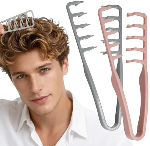 2 Peines Texturizadores de Dientes Anchos para Hombre y Mujer - Texturizador de Cabello Profesional, Peine para Rizos, Herramienta para Dar Volumen a Raíces y Flequillo