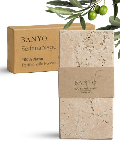 BANYÔ Duo Seifenschale Travertin | Seifenablage aus Naturstein