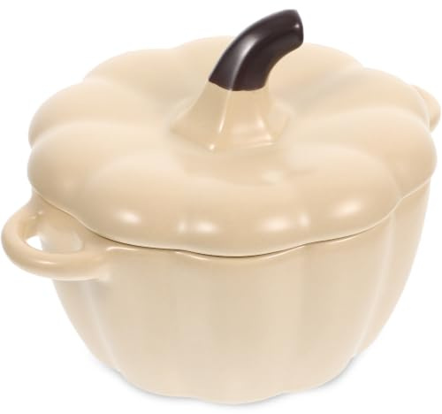 BESTOMZ Ciotola per Zuppa Coperchio e Manici in Ceramica a Forma di Zucca Facile da Pulire per Cucina e Desserti Raffinati