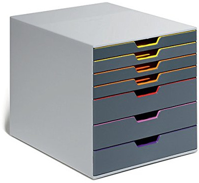 DURABLE | Schubladenbox VARICOLOR® | HxBxT 292 x 280 x 356 mm | 7 Schubladen | grau
