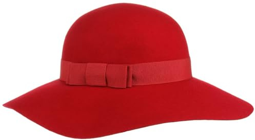 Lipodo Uni Schlapphut Damen Made in Italy 100% Wolle Knautschbar Gefilzt Breite Krempe Herbst Winter rot One Size