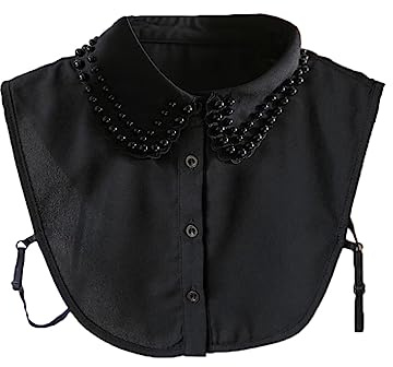 Tandou Elegante Krageneinsatz Damen Perlen Fake Kragen Blusenkragen Einsatz Bekleidung Accessoires (Schwarz)