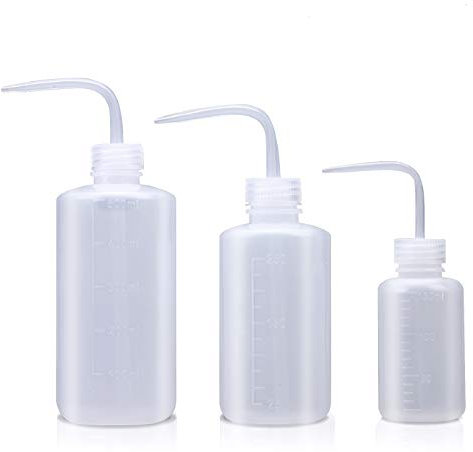 Wash bottle, 3 Pack LDPE Squeeze Bottles, Safe Plastic Low Density Polyethylene Watering Bottle Tattoo Wash Bottle with Narrow Mouth for Chemistry, Industry, 500ml, 250ml,150ml