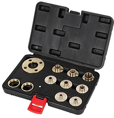 KATSU Brass Router Guide Bush Bushing Set 11 Pieces, Imperial Size High Precision Router Template Guide Lock Nut and Adapter Kit with Case 105435