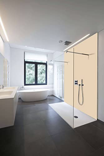 WALLando Premium Duschrückwand 200 x 100 cm – Einfach zu montierende Wandverkleidung für Dusche & Bad – Hochwertige PVC-Duschwand, einfarbig & seidenmatt – Beige Creme