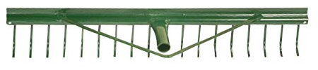 PDL – Pegdev - 18 Tooth Metal Landscape Rake with Grading Bar Head - Leaf, Lawn, Soil, Sand - 30'' Wide