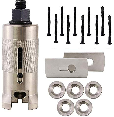 Professional Locksmith Lock Euro Cylinder Puller with Screws,Flange,Gasket, Door Cylinder Puller Nail Puller Lock Pick Kit,Stainless Stell Power Puller (4.8mm Screws)
