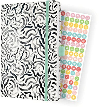 SIGEL J2311 Wochenkalender Jolie 2022 - ca. A5 - schwarz, weiß - Hardcover - 174 Seiten - mit vielen Infos und praktischen Stickern - FSC-zertifiziert - Terminplaner