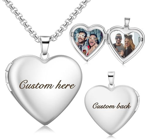 Aro Torliy Custom Locket Necklace - Personalized Heart Picture Locket Necklace for Women, Mom, Daughter, Girlfriend