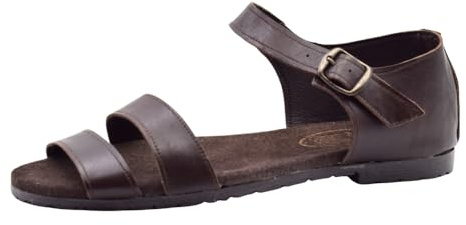 PASARELA - Sandalia Unisex de Piel Acolchada con Hebilla para Nazareno/Frailera, en Color Marrón Cuero Hombre Color: MARRÓN Talla: 37