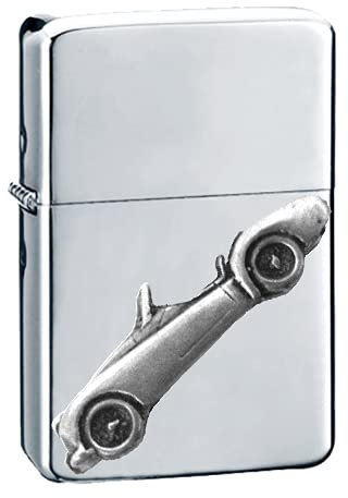 Britisches Oldtimer TR2 Roadster ref268 Zinn-Effekt Design auf einem Flip-Top-Benzinfeuerzeug, winddicht, Silber nachfüllbar
