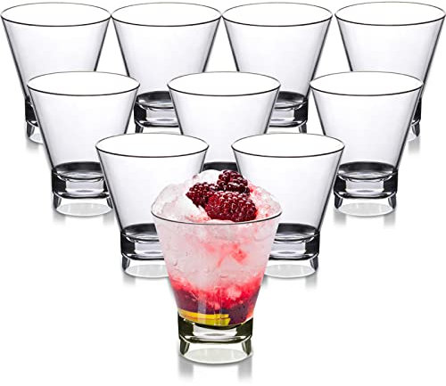 24 Pcs 9oz Plastic Martini Glasses Stemless Reusable Cocktail Glasses Plastic Margarita Cups Clear Party Champagne Cups for Poolside Wine Drinking Party Outdoor Parties Weddings Picnics