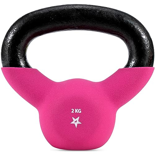 Yes4All 2-20 kg Cast Iron Kettlebell with Neoprene Coating, Multicoloured Kettlebells, Swing Dumbbell, Single