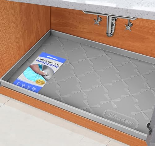 SIKADEER Tappetino da sotto il lavello, 86,4 x 48,3 cm, impermeabile, tappetino in silicone per cassetti da cucina, mensole e armadietti, protezione per organizer da cucina e stoccaggio, vassoio per
