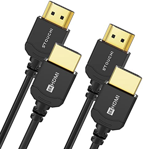 Stouchi Ultradünnes 2M HDMI Kabel 8K, Hyper Slim Kabel,Extrem Flexibles HDMI Kabel,Unterstützt 10K 8K120 4K120 144 Hz,eARC HDR10 4:4:4 HDCP 2.2&2.3 Dolby HDMI 2.1 Kompatibel mit PS5/Xbox 2er-Pack