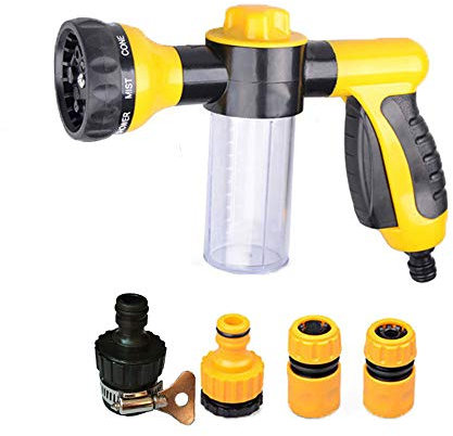 2 Set Schaumstoff-Flaschenpistole, Schlauchdüse, Hochdruck-Schaumreiniger Auto-Wasserpistole, 8 verstellbare Sprühpistole mit 4 Anschlüssen zum Waschen, Reinigen