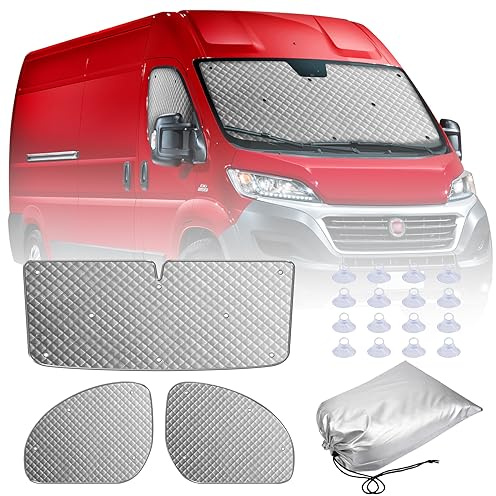 MaxEarn 3 st. solskydd termomattor lämpliga för Fiat Ducato från 2006, bilinternt vindruteskydd, förarhytten solskydd för mörkläggning, värmeisolering och avskildhet