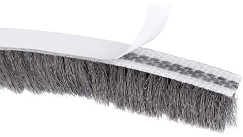 TA-VIGOR Brush Weather Stripping, 15m(L) x 9mm(W) x15mm(T) Adhesive Felt Door Seal Strip Pile Weatherstrip, High-Density Brush Strip Draught Excluder for Window Door