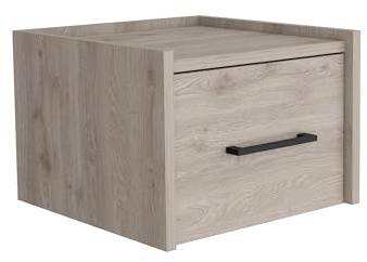 Tuhome Boa Floating Nightstand, Wall-Mounted Single Drawer Design with Handle- Light Grey