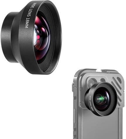 NEEWER HD 18mm 100° Wide Angle Lens Only for 17mm Thread Backplate, 0.5X Magnification Compatible with SmallRig NEEWER iPhone Samsung Phone Cage with 17mm Lens Adapter, LS-42
