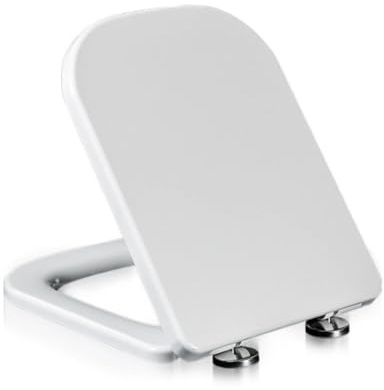 Modern Square Toilet Seat, Soft Close Toilet Seat with Quick Release and Adjustable Hinges (Easy Clean & Simple Installation)