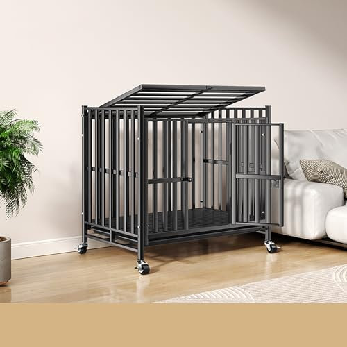 Hundekäfig für Zuhause Hundehaus mit Türriegel Hundehütte Indoor Home Kennel Haustierkäfig für mittelgroße Hunde mit abschließbarer Tür füR Kleine Mittelgrosse Hunde Bis Zu 70 Kg. ( Size : 95x65x85cm