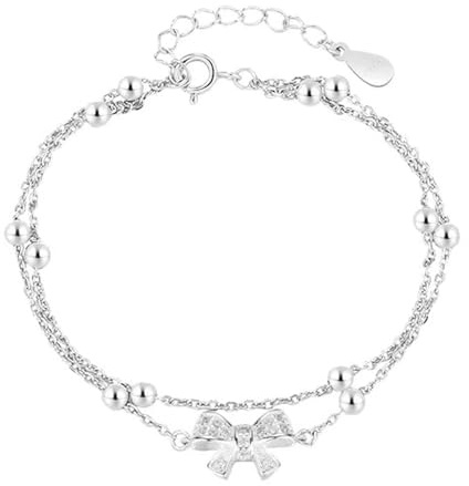 Kawailay Layered Armkettchen Kristall Doppelkette Armband Armreif Freundschaftsarmband für Damen Mädchen
