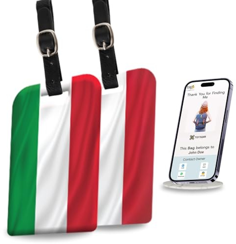 Gepäckanhänger, Motiv: tag8 Italien-Flagge, trendiger Gepäckanhänger, ID-Identifikation, Kofferanhänger, modisches digitales Namensschild, Fluggesellschaftskonform, SITA World Tracer-Code aktiviert