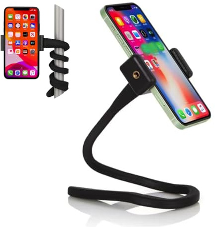 Zyael Pram Phone Holder,Portable Stroller Bike Phone Holder,Flexible Cell Phone Bicycle Pram Mount with Non-Skidding Arm Universal Bike Phone Clamp for Baby Buggy Handlebar Treadmill Home Travel