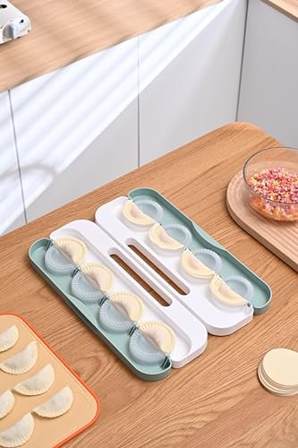 Dumpling Maker, Pie Maker, 3 Pcs Manual Ravioli Dumpling Maker, 8 Holes Built-in Crimping Edge & Separate Pastry Empanadas Cutter Homemade Meat Pierogi Press Mould Tool Kitchen Accessorie (Green)