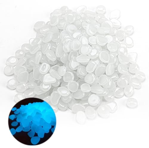 300 Pezzi Pietre Luminose bianco, Decorative Luminosi, Ciottoli Fluorescenti Incandescente Ciottoli, Applicabile a Giardino Sentieri Acquario, Crea un'atmosfera romantica (bianco)