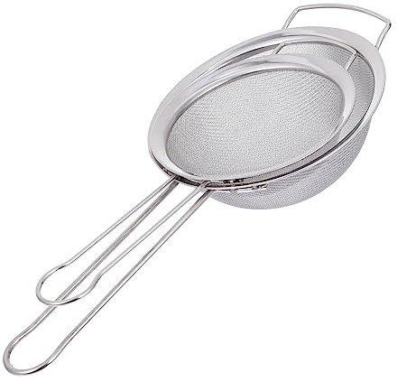 CIYODO Lot de 2 Passoires à Farine 15cm et 18cm en Acier Inoxydable, Tamis de Cuisson Fin Anti-rouille, Ustensiles la Cuisine Inox pour Pâtisserie et Tamisage Alimentaire