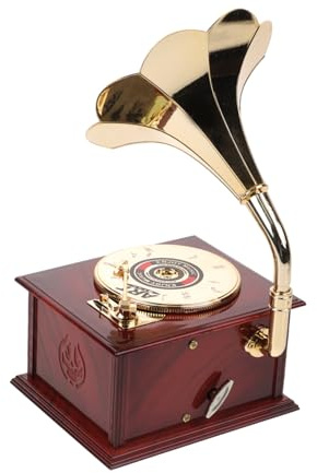 Garneck Stylish Gramophone Music Box Wind-up Melody Box Desktop Decor Small Music Home Table Decor Festival Mechanism Ornament