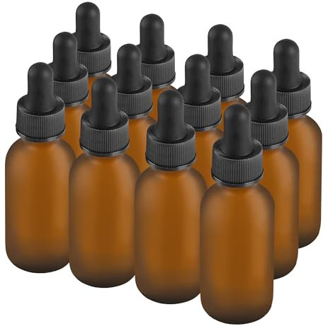 NOOEEISS 12 Stück, 28 ml Tropfflasche, bernsteinfarbene Glas-Tinkturflaschen mit Pipette, hübsches Finish, auslaufsicheres Design, stärkere Saugkraft für alle Arten von gemischten Flüssigkeiten