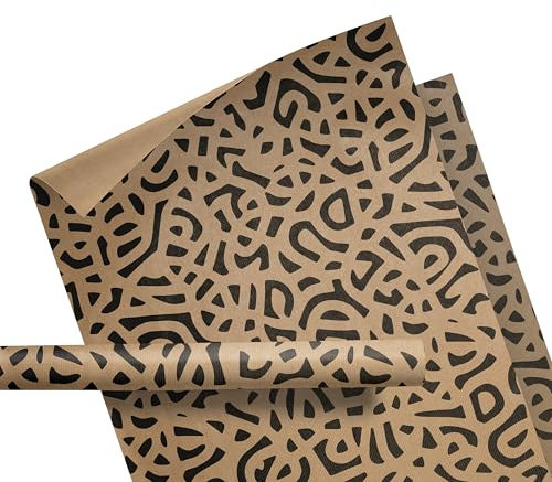 Geschenkpapier aus Kraftpapier mit Muster – Geschenkpapier Natur – ökologisch, nachhaltig – Geschenke zu Geburtstag, Weihnachten, Ostern, Hochzeit – Rolle: 47 cm breit, 3 m lang - ORIENTALISCH